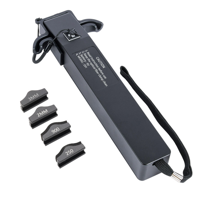 Riselink basic metal optical fiber identifier rear view with four fiber adapters