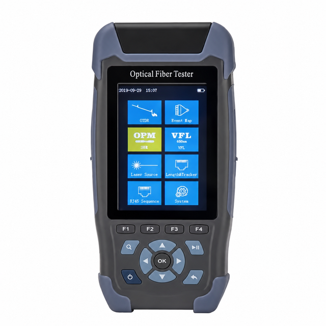 Riselink mini OTDR front view with neutral housing